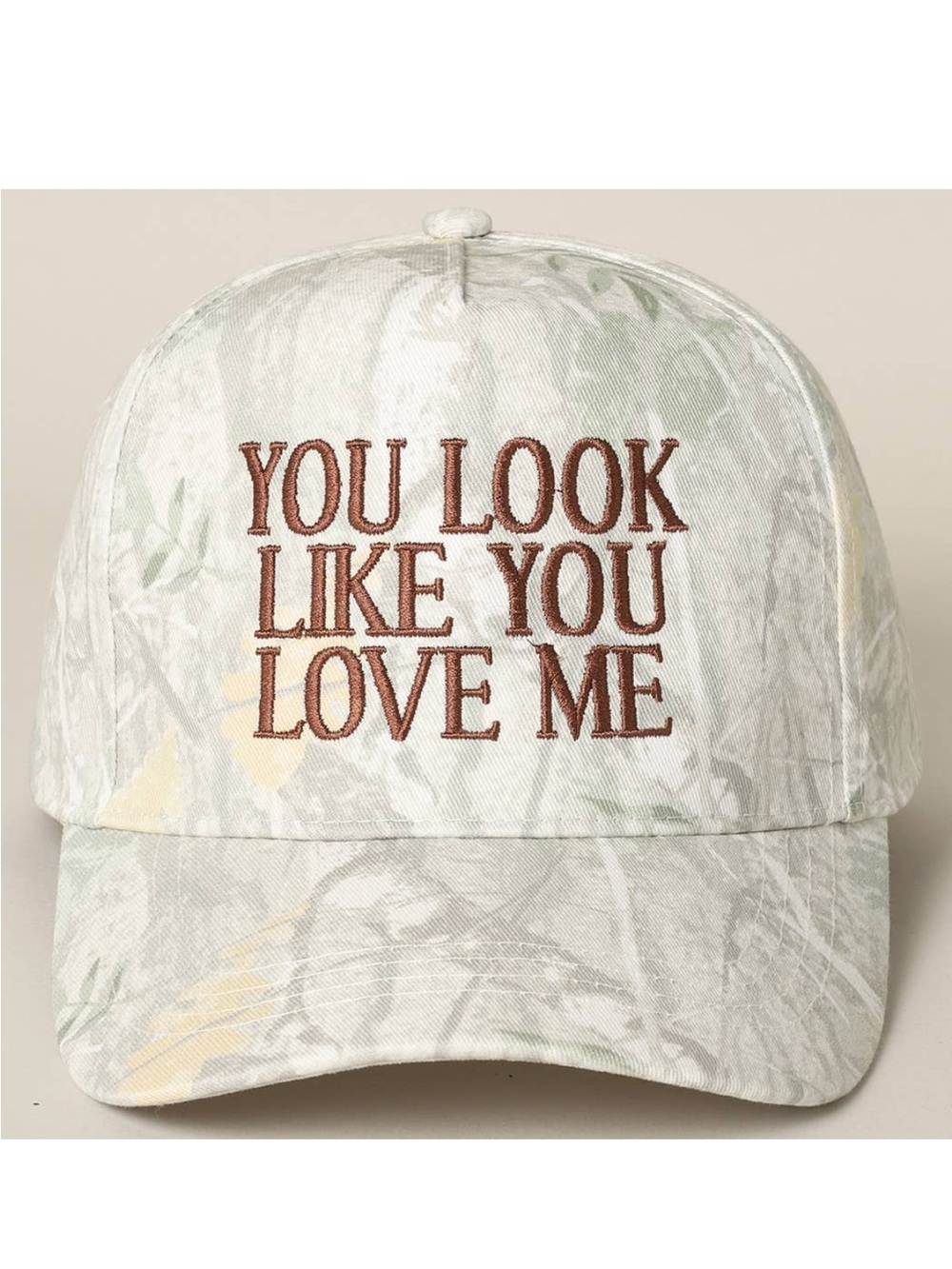 ❤️‍🩹 David and Young 'You Look Like You Love Me' Baseball Cap - Light Camo